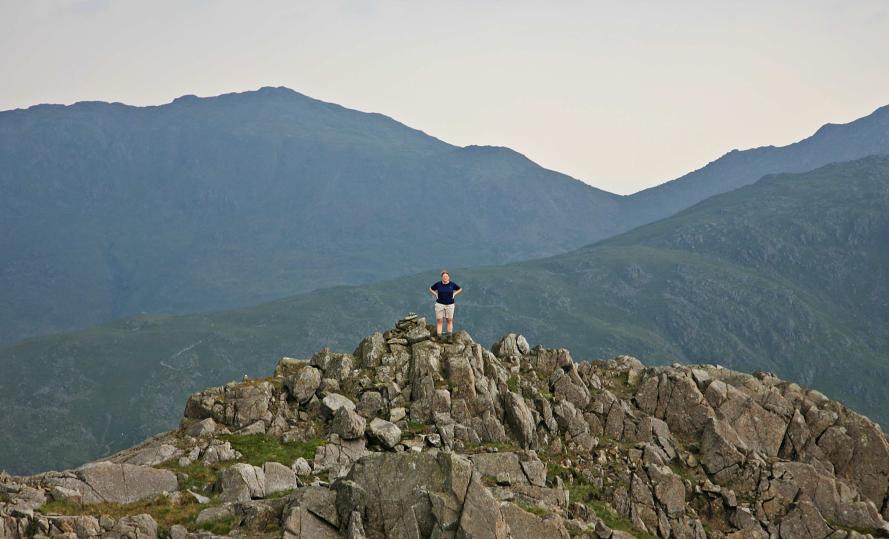 20070609-151548.jpg - Helen on Cold Pike; Wetherlam behind