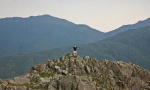 Helen on Cold Pike; Wetherlam behind