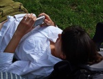 Anne reviewing pictures
