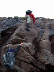 Dave and Will scrambling on sandstone