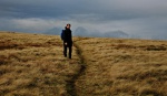 David on High Pike with cloud mountains beyond