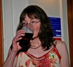 Alison enjoying a libation