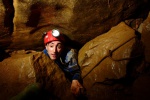 Edvin appears from the bowels of a boulder choke
