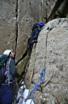Alex and Alex tackle the awkward wall above the Catwalk