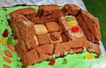 Inside a gingerbread bunkhouse