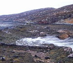 The narrow low-tide connection between islands