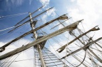 View up into the rigging
