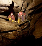 Michaela and Anya begin a down-climb