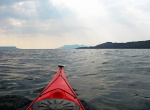 Early view of Rum, sneaking out from behind Sleat