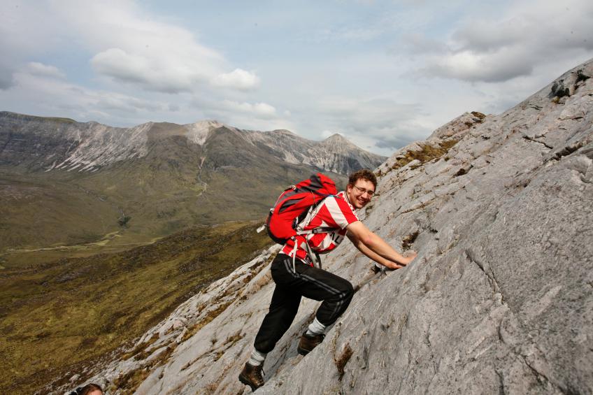 20140519-124039.jpg - Alex on the north-west slabs of Sgùrr Dubh
