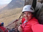 Gwen at a belay ledge