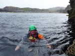 Steve in the sea in the rain